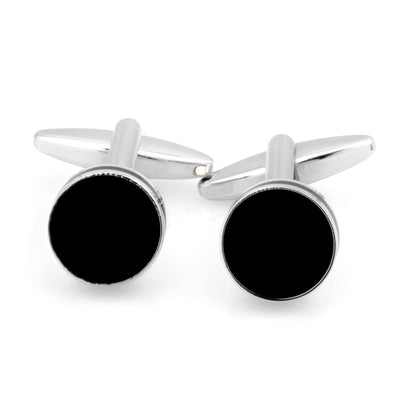 Round Black Silver II Cufflinks