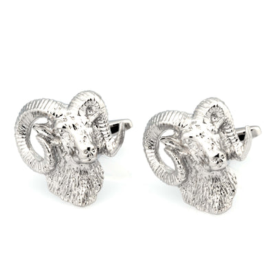 Silver Ram's Head Cufflinks