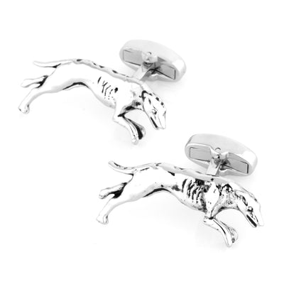 Silver Greyhound Racing Dog Cufflinks