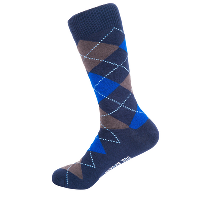 Argyle Tartan Blue Bamboo Socks by Dapper Roo