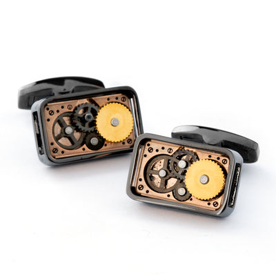 Steampunk Gear Cufflinks in Gunmetal