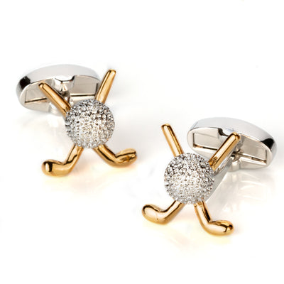 Silver and Gold Golf Club and Ball Cufflinks