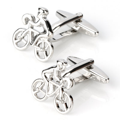 Silver Bicycle Cyclist Cufflinks