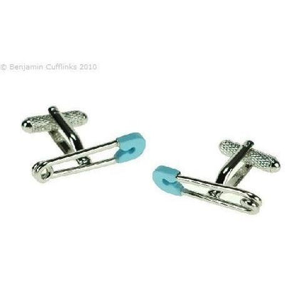 Safety Pin Blue Cufflinks