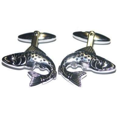 Salmon Silver Fish Cufflinks