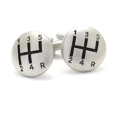 Brushed Silver Gear Shift Cufflinks