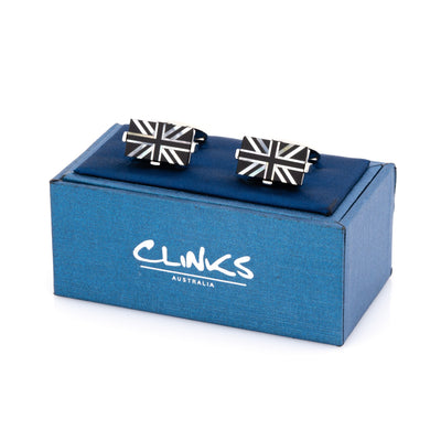 Union Jack - Flag of United Kingdom Cufflinks - Onyx & Mother of Pearl