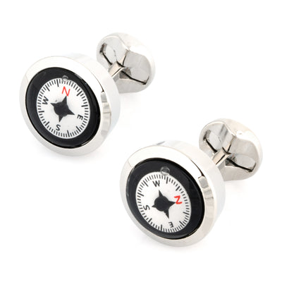 Working Compass Black & White Cufflinks