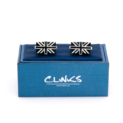 Union Jack - Flag of United Kingdom Cufflinks - Onyx & Mother of Pearl