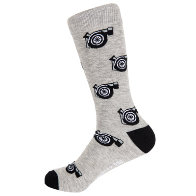 Crank it Turbocharger Bamboo Socks by Dapper Roo, Turbocharger Bamboo Socks, Dapper Roo, Socks, Heather Grey, Black, White, Bamboo, Elastane, Nylon, Elastic, SK2025, Men's Socks, Socks for Men, Clinks.com