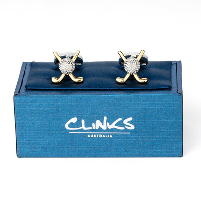 Silver and Gold Golf Club and Ball Cufflinks