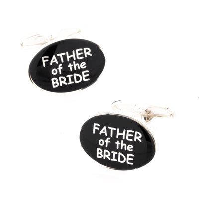 Father of the Bride Black Silver Wedding Cufflinks