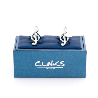 Treble Clef Silver Cufflinks